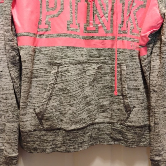 PINK Victoria's Secret Gray Pink Zip Up Hoodie Classic Vibrant Boho Size L - Picture 3 of 8
